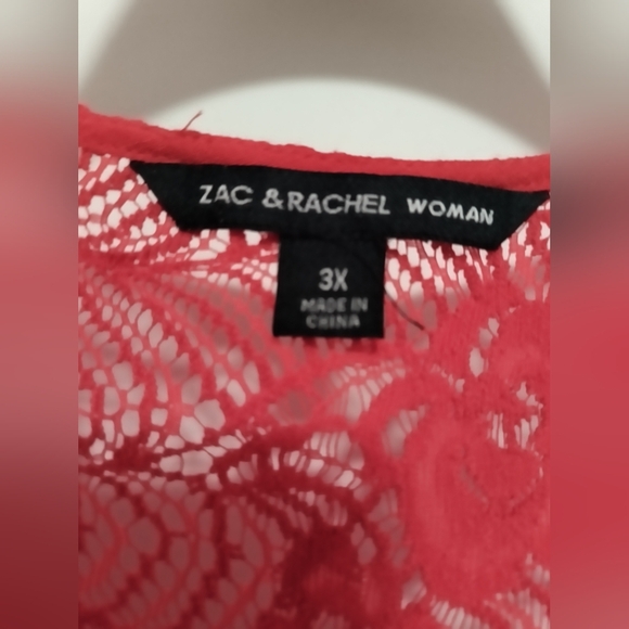 Zac & Rachel Vibrant Red Blouse / Size 3X - Picture 4 of 6